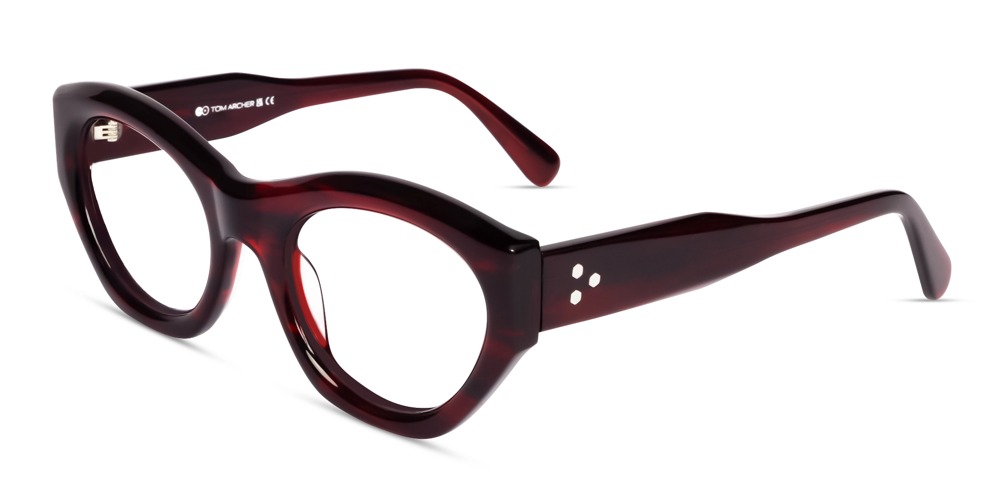 Dark Maroon Red Thick Geometric Glasses